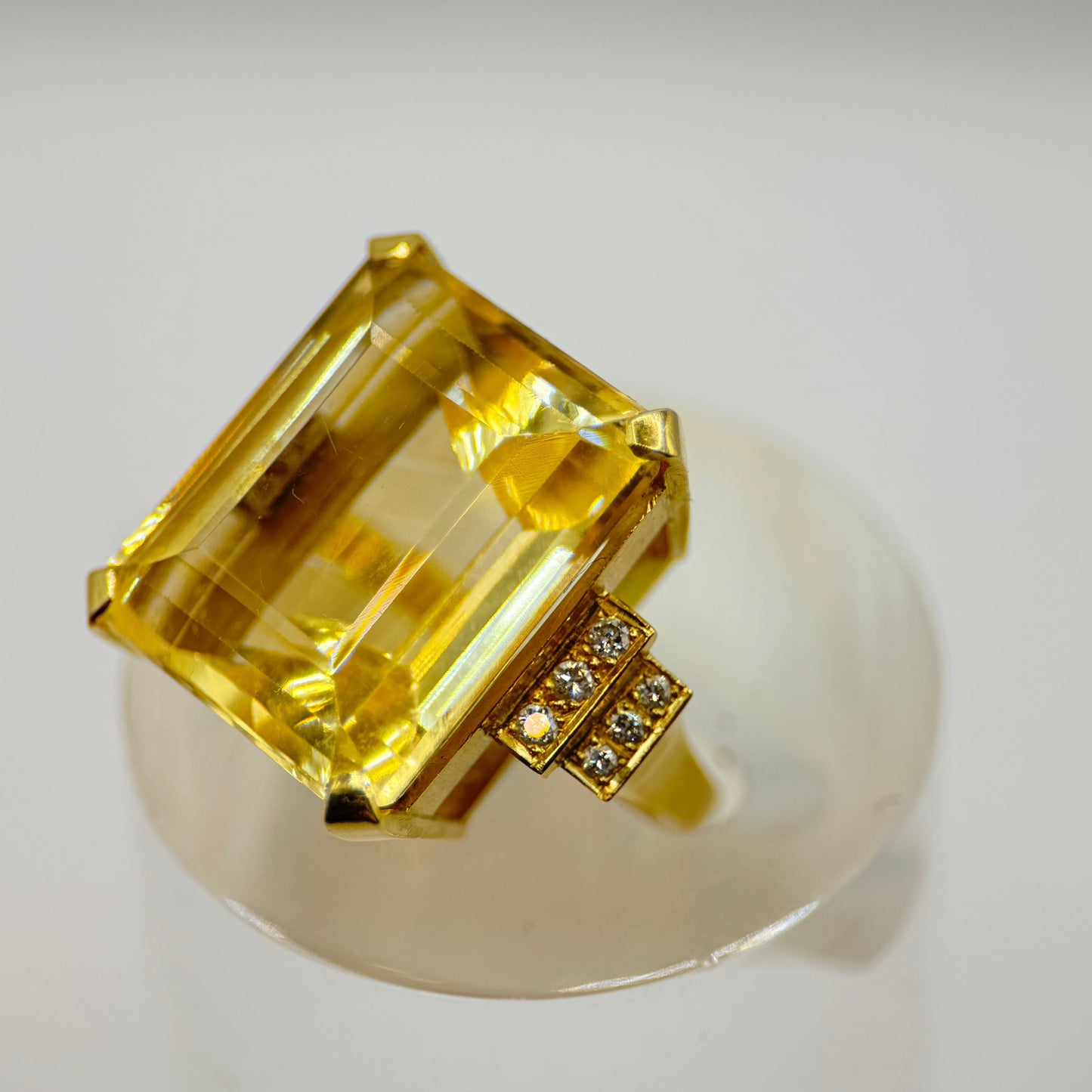 18ct Gold Citrine and Diamond Cocktail Ring