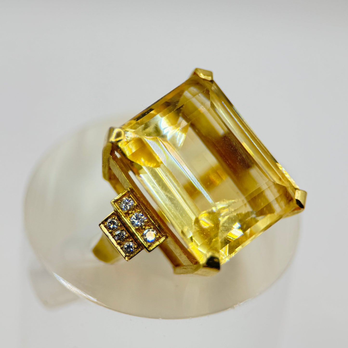 18ct Gold Citrine and Diamond Cocktail Ring