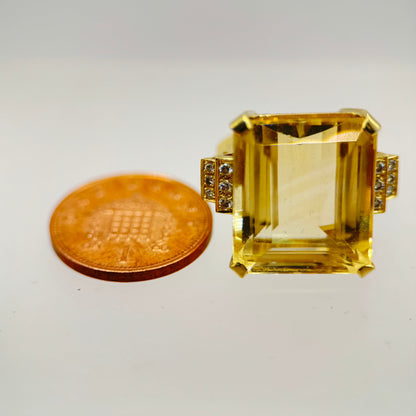 18ct Gold Citrine and Diamond Cocktail Ring